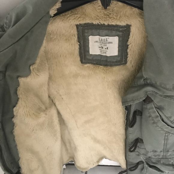 H&M LOGG Green Utility Jacket with faux fur lining - Picture 2 of 4